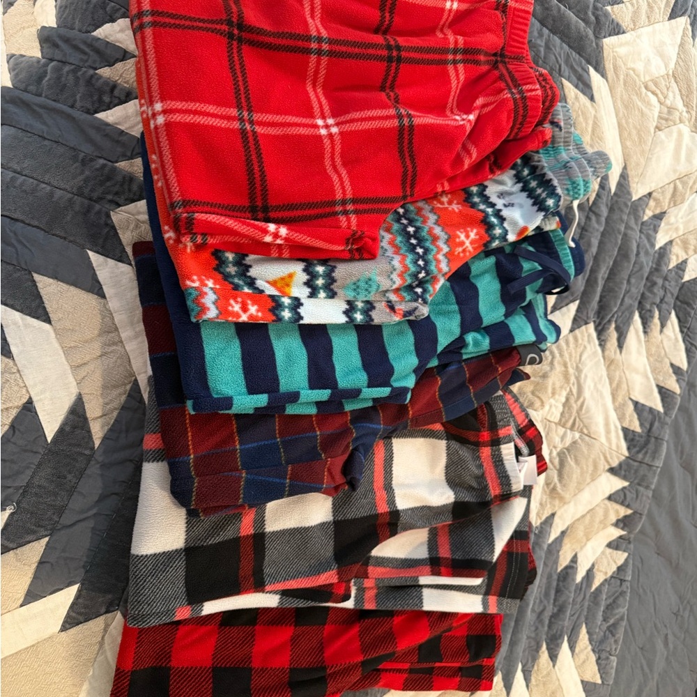 Cozy Plaid and Patterned Fleece Pajama Pants - Set of 6